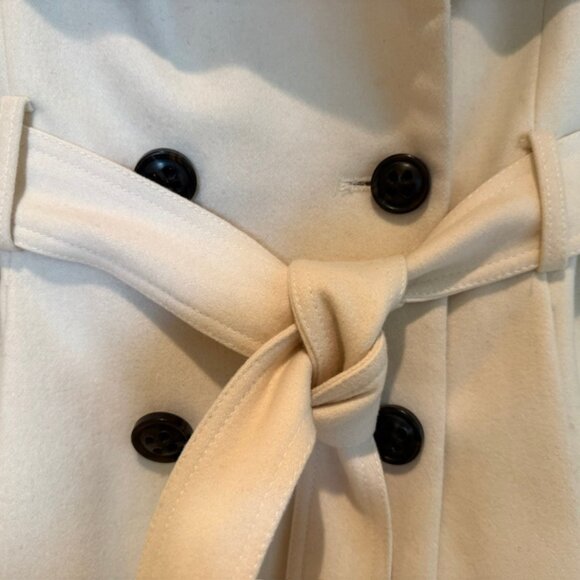 Anthropologie Elevenses Cream Pea Coat Size 4 - Picture 6 of 8